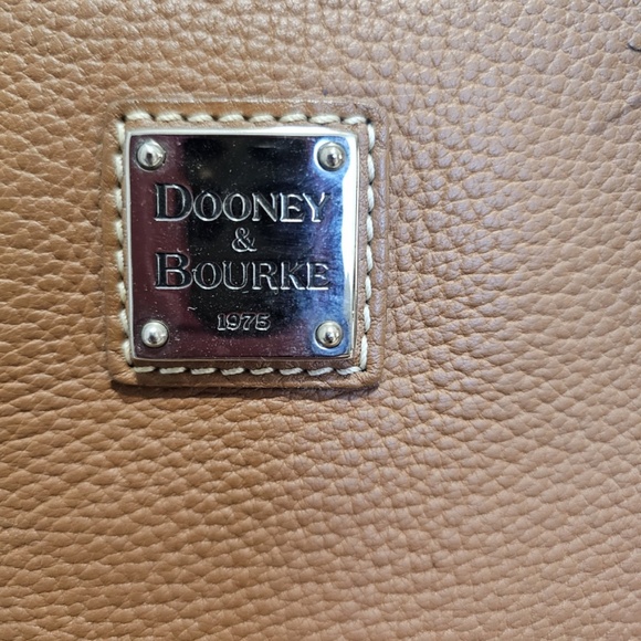 Dooney & Bourke Pebble Grain Leather Domed Satchel Tan Caramel Purse Handbag - Picture 3 of 16